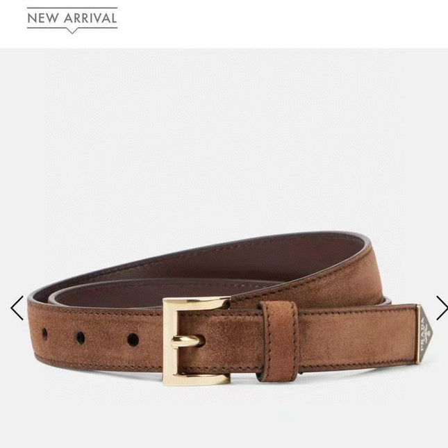 PRADA 25S BELT 25 MM IN BROWN SUEDE 542643