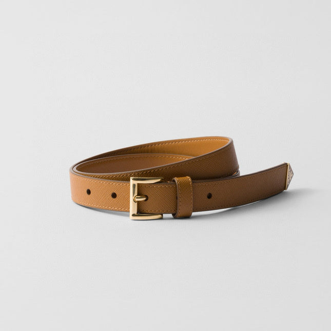 PRADA 25S BELT 25 MM IN LIGHT BROWN CALFSKIN 542646