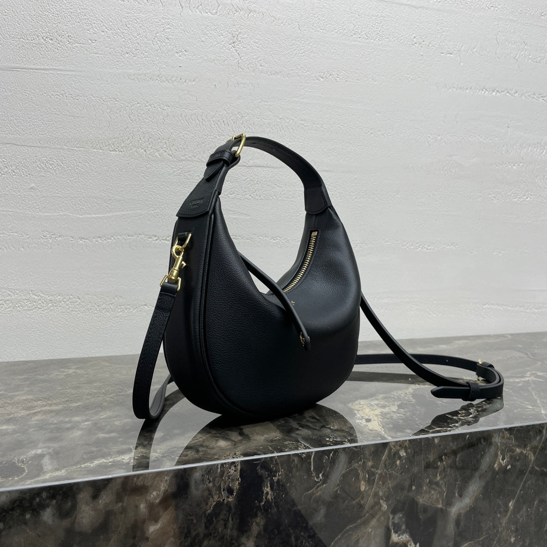 CELINE 25S TEEN LULU BAG 24 IN BLACK CALFSKIN GOLD HARDWARE