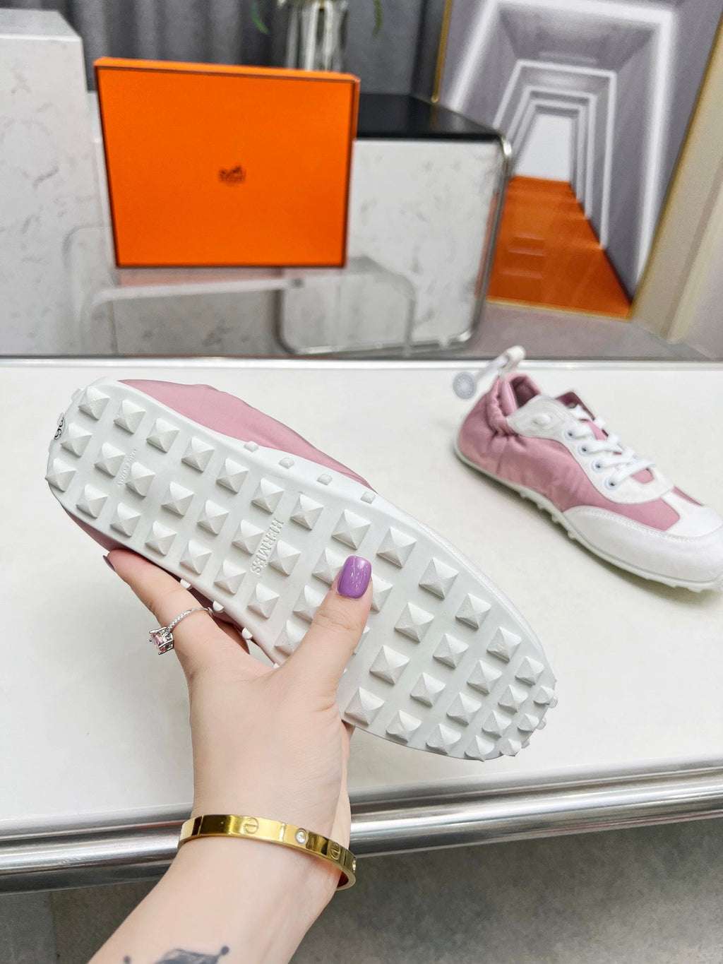 SKATEBOARD SHOES LIGHT PINK MIX WHITE SUEDE