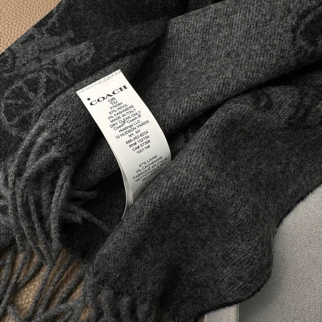 HORSE & CARRIAGE PRINT SCARF 195 CM IN BLACK WOOL 375242