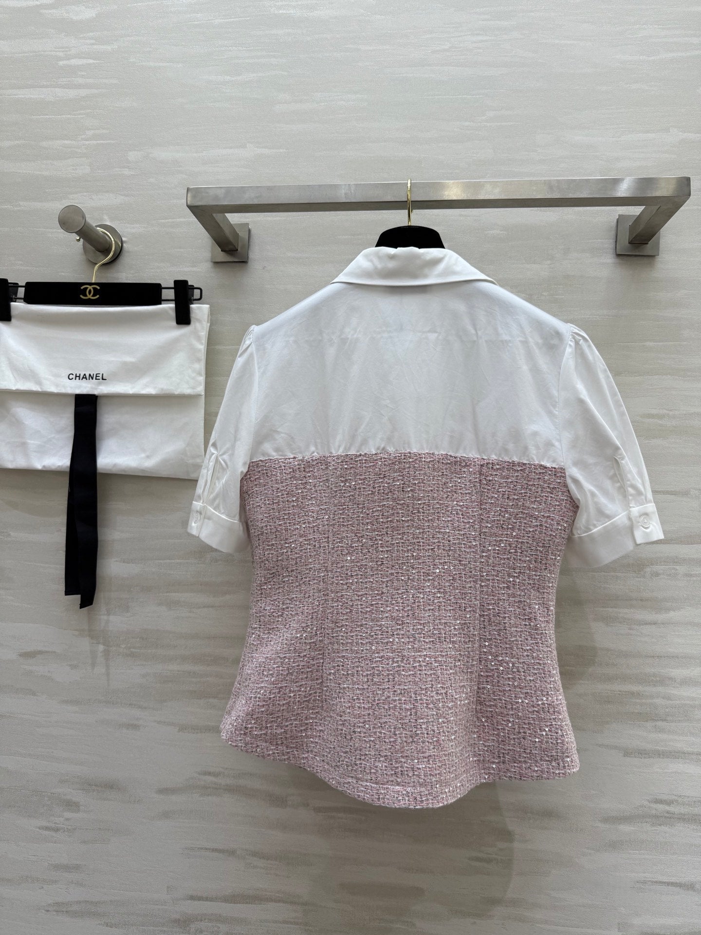 CC 25 Short Sleeved Tweed Pink Tweed Fabric