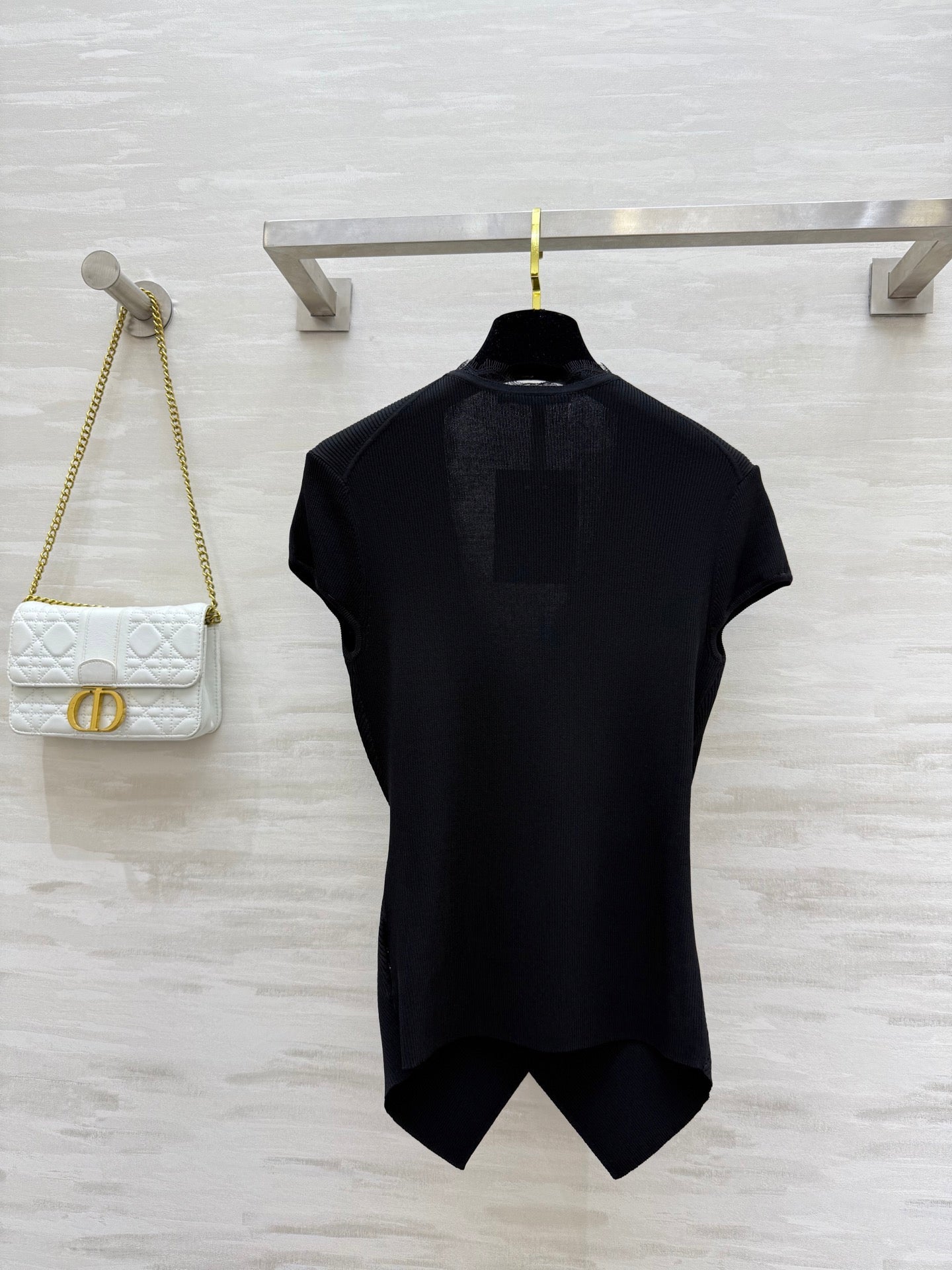 DIOR 26S CROSSOVER LACE-TRIM TOP 1201