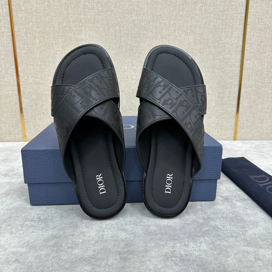CD ALIAS SANDAL BLACK EMBOSSED CALFSKIN