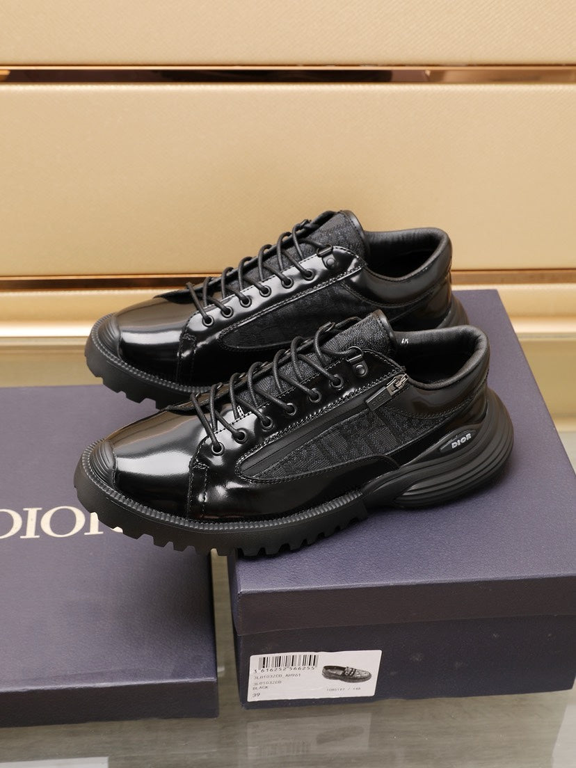 CD COMBAT DERBY SHOE BLACK POLISHED CALFSKIN