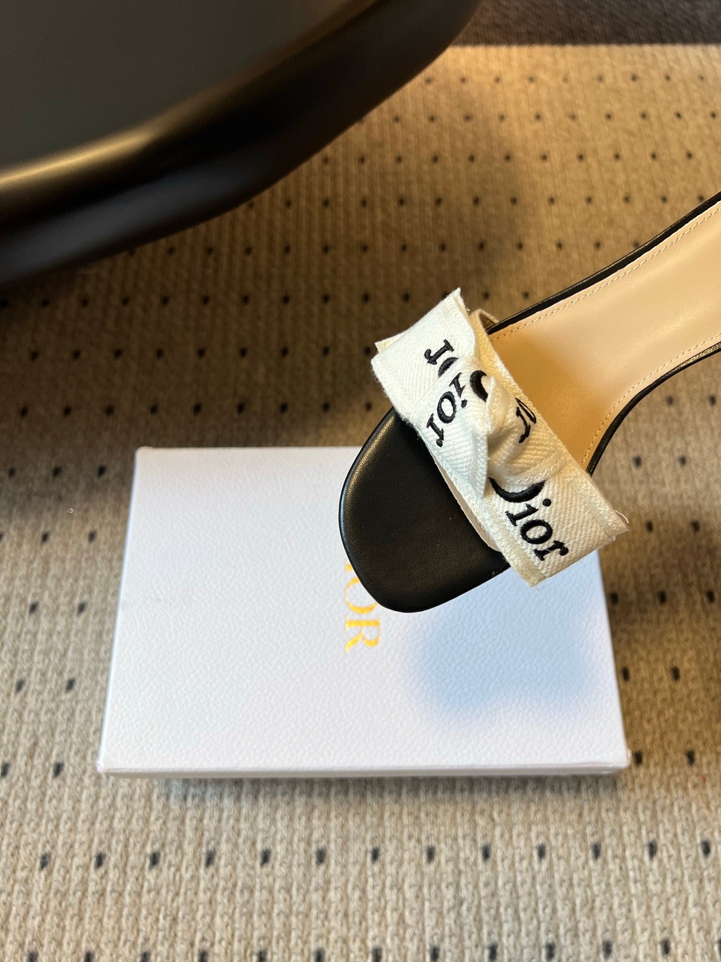 DIOR 26S HIGH-HEEL SANDALS 40 MM IN WHITE FABRIC AND  BLACK LAMBSKIN