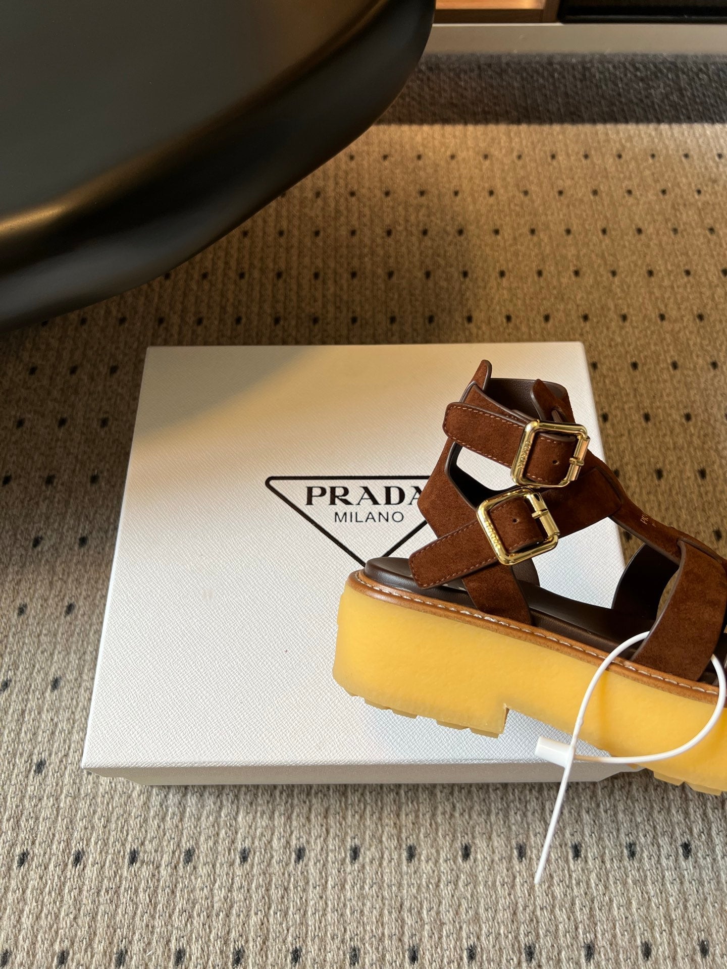 PRADA 26S GLADIATOR SANDALS 55MM IN BROWN SUEDE