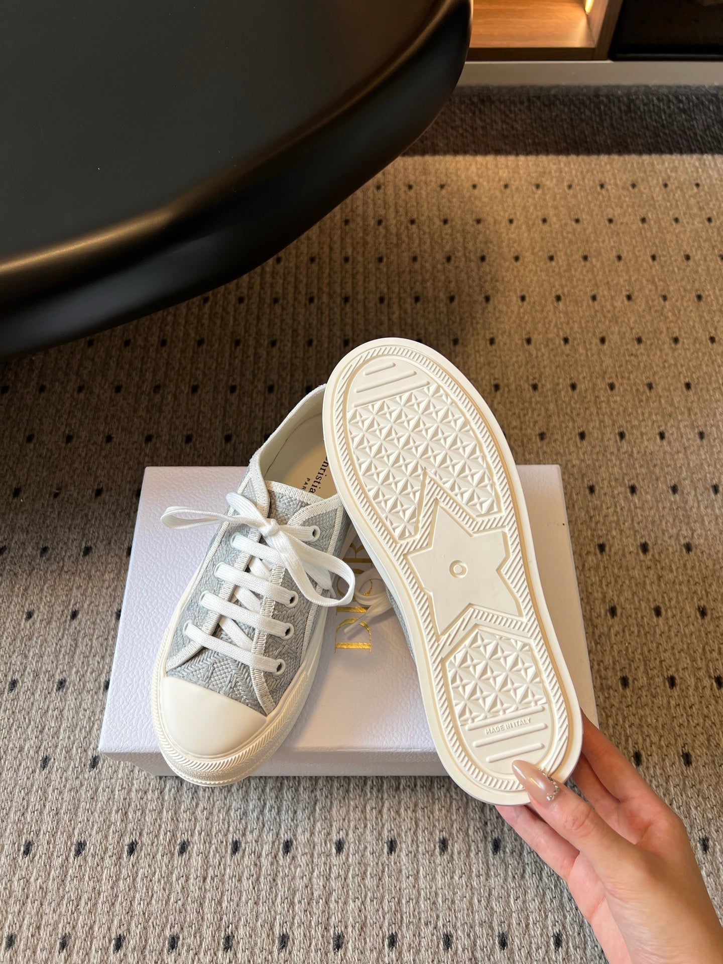 DIOR 26S LOW-TOP SNEAKER 50MM IN BLUE GREY OBLIQUE EMBROIDERED CANVAS