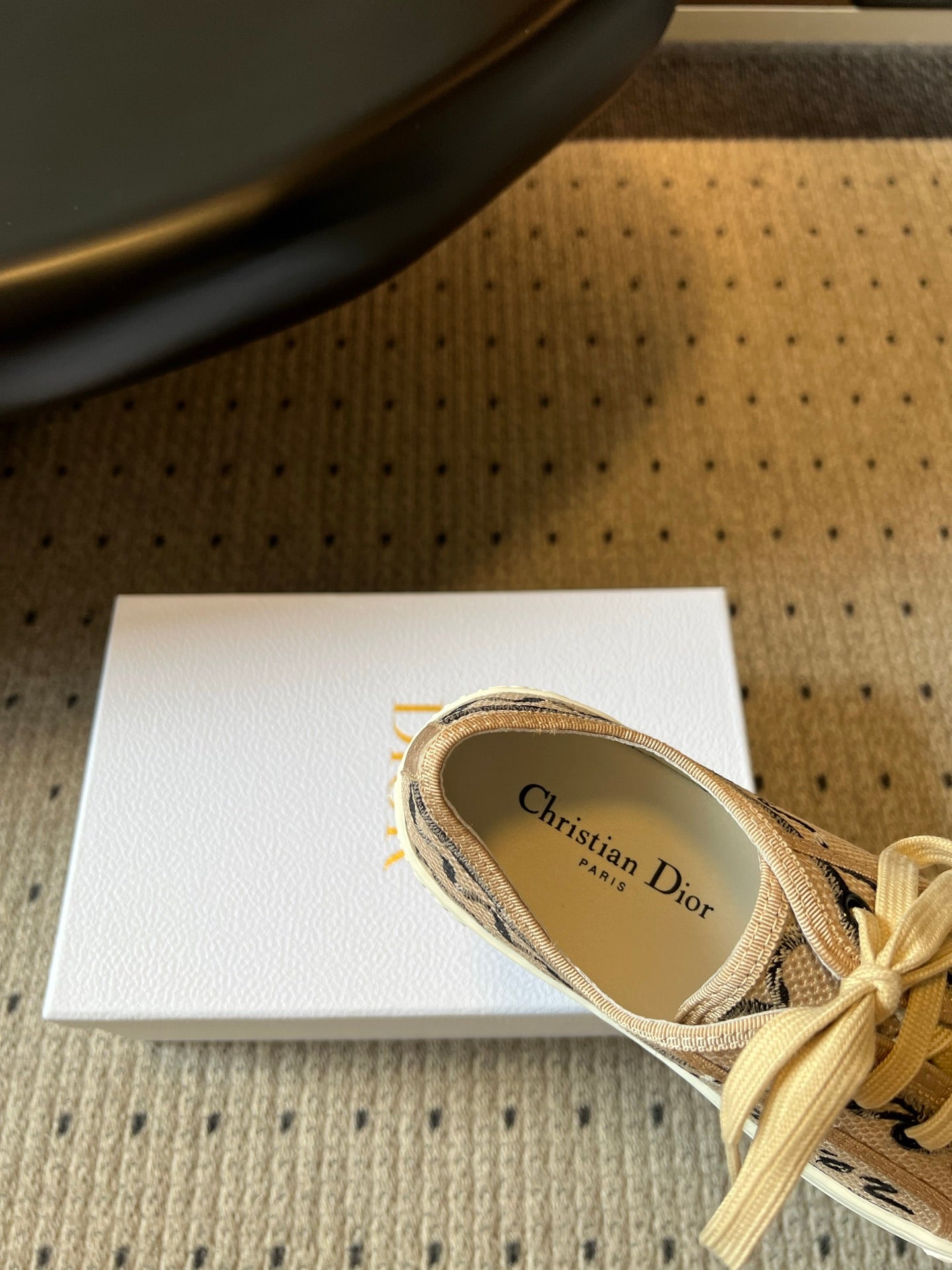 DIOR 26S LOW-TOP SNEAKER 35MM IN DARK BEIGE EMBROIDERED CANVAS