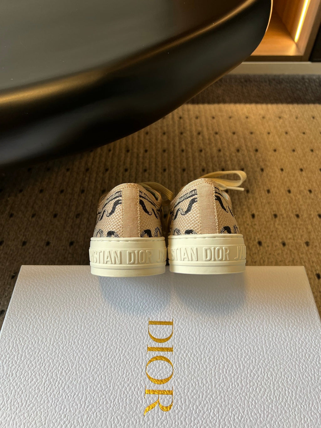 DIOR 26S LOW-TOP SNEAKER 35MM IN DARK BEIGE EMBROIDERED CANVAS