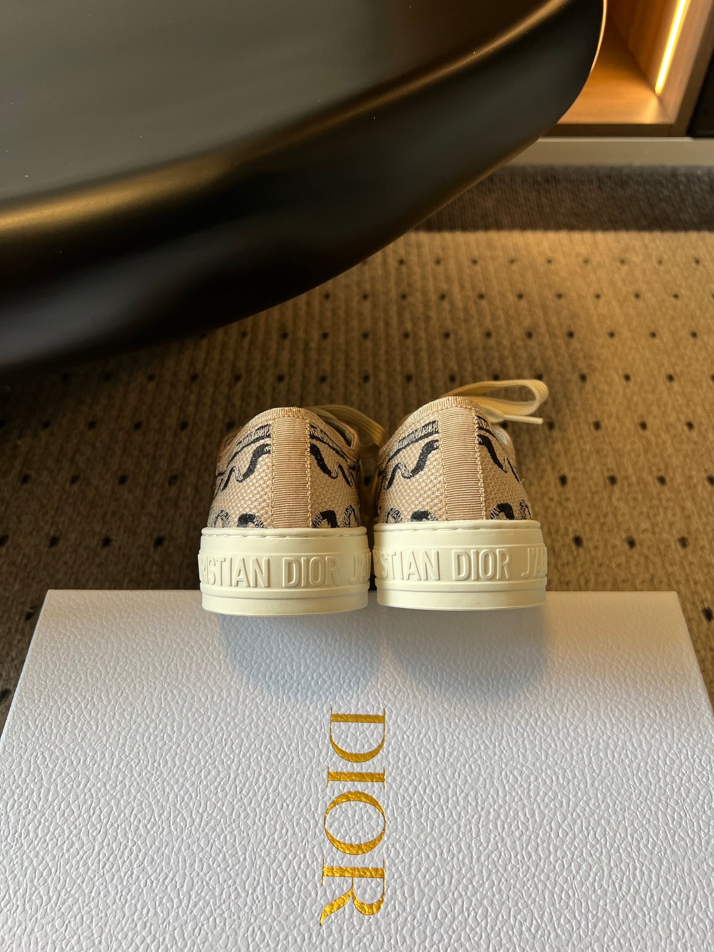 DIOR 26S LOW-TOP SNEAKER 35MM IN DARK BEIGE EMBROIDERED CANVAS