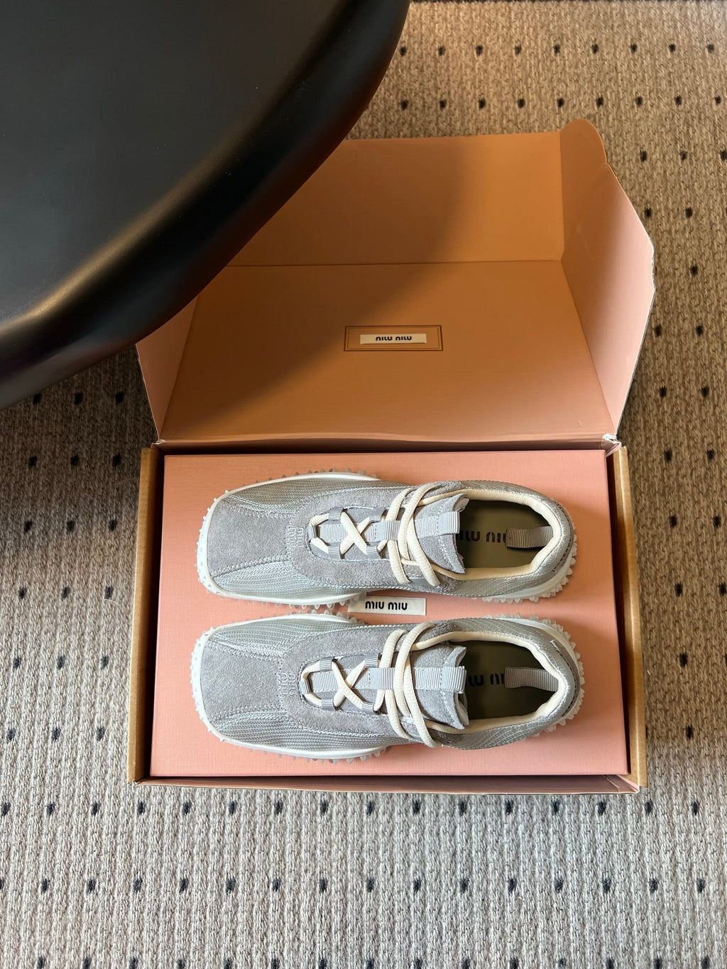 MIUMIU 26S SNEAKERS IN GREY SUEDE