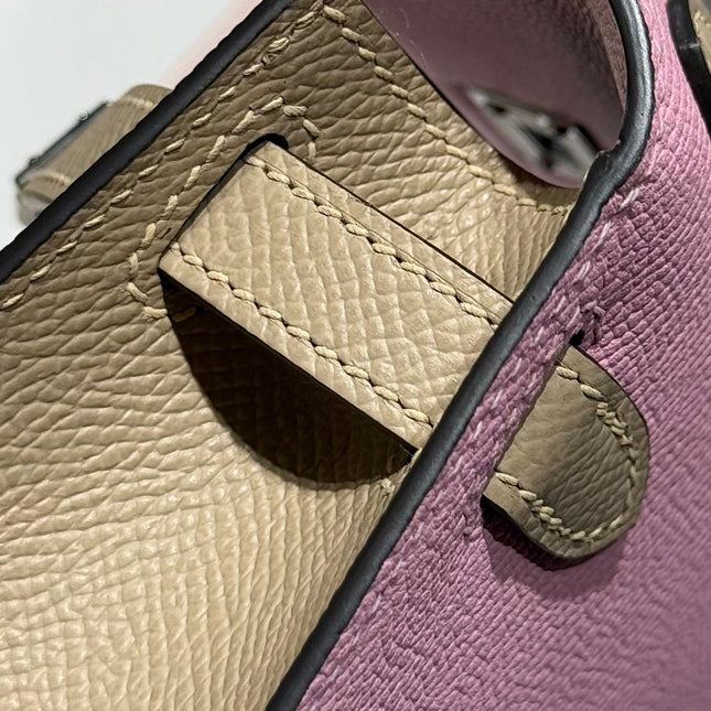 HM KELLY 20 BABY PINK MIX BROWN HANDLE EPSOM SILVER HARDWARE