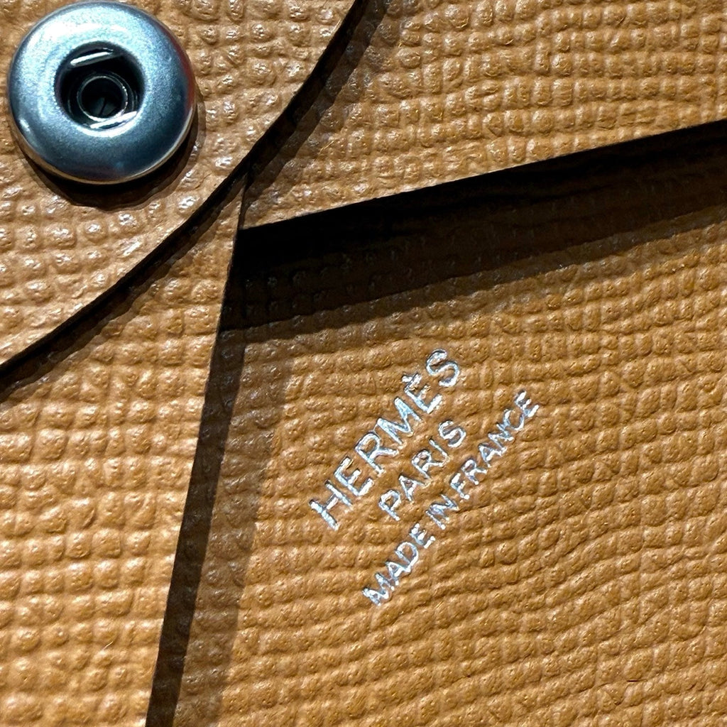 CALVI DUO COMPACT CARD HOLDER IN GOLD EPSOM CALFSKIN