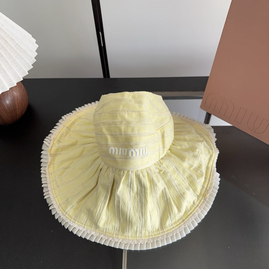 MIUMIU 26S PLEATED WIDE-BRIM HAT 343601