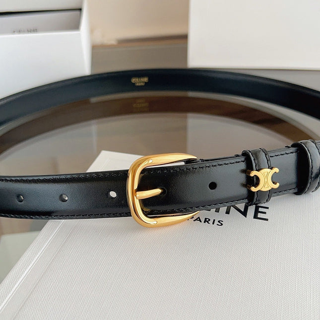 TRIOMPHE BELT 2.5 CM IN BLACK CALFSKIN GOLD HARDWARE 603266