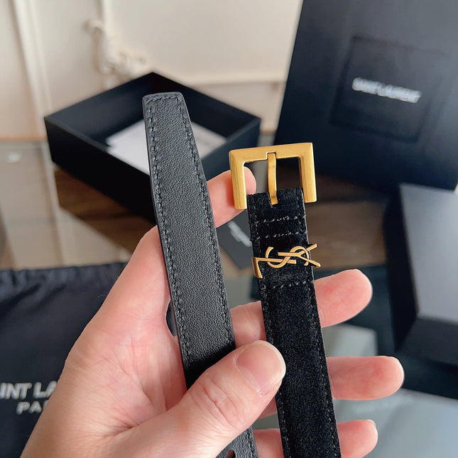 YSL 25S BELT 20 MM IN BLACK SUEDE 616309