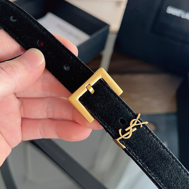 YSL 25S BELT 20 MM IN BLACK SUEDE 616309
