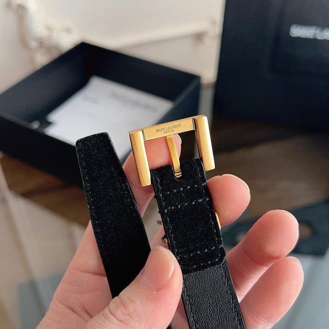 YSL 25S BELT 20 MM IN BLACK SUEDE 616309