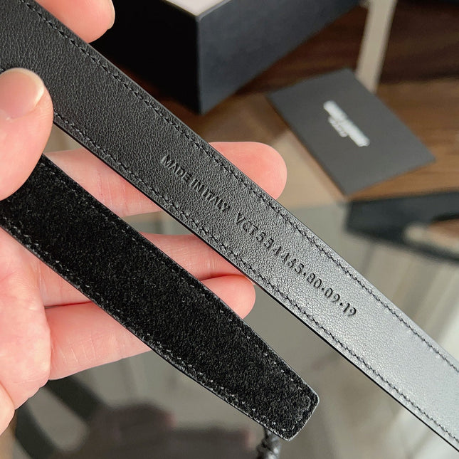 YSL 25S BELT 20 MM IN BLACK SUEDE 616309