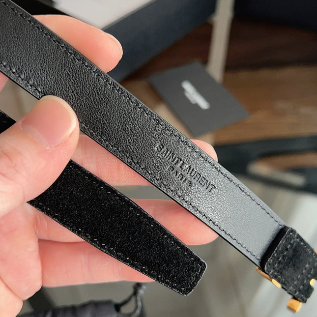 YSL 25S BELT 20 MM IN BLACK SUEDE 616309