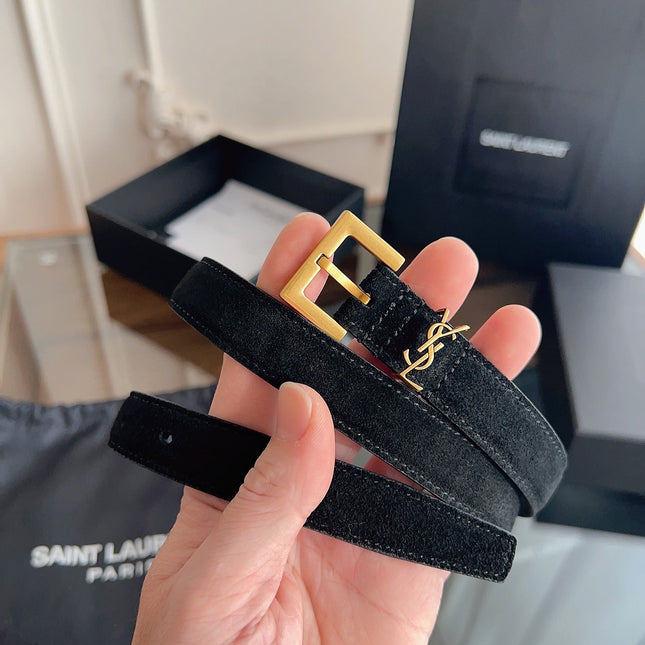 YSL 25S BELT 20 MM IN BLACK SUEDE 616309