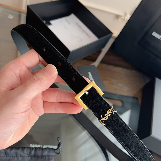 YSL 25S BELT 20 MM IN BLACK SUEDE 616309