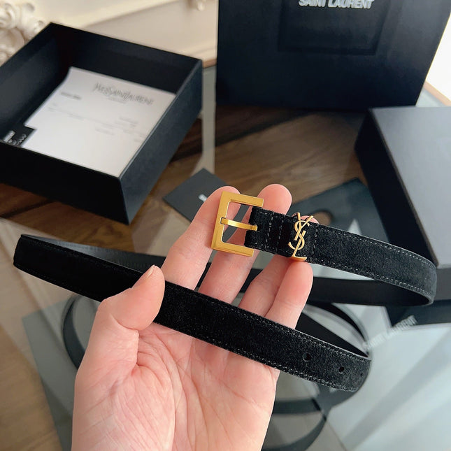 YSL 25S BELT 20 MM IN BLACK SUEDE 616309