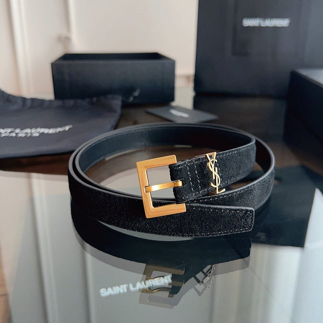 YSL 25S BELT 20 MM IN BLACK SUEDE 616309