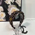 BRAIDED HEADBAND IN BLACK AND TORTILLA BROWN TRIM FABRIC 381461