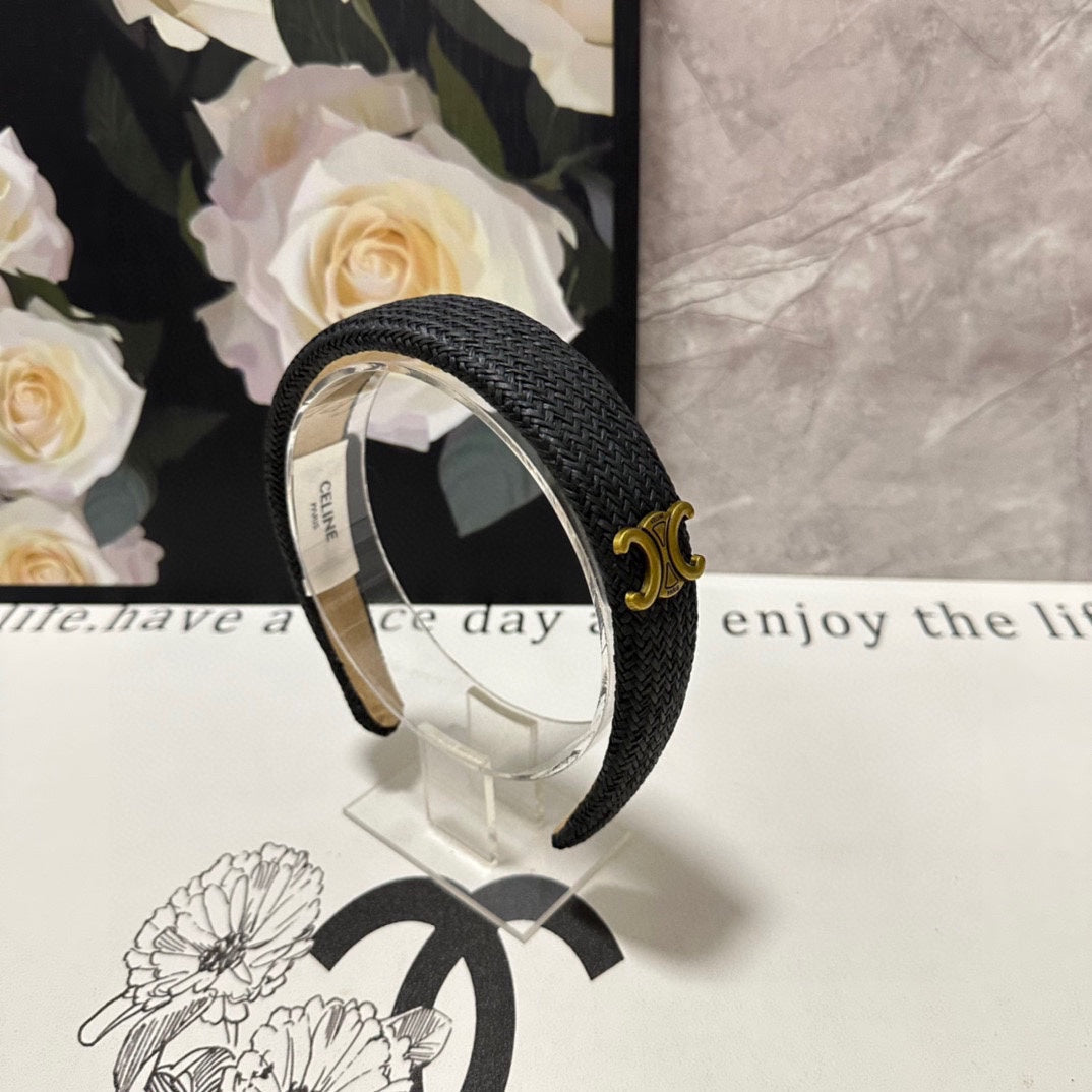 BLACK RAFFIA WOVEN HAIRBAND 400479