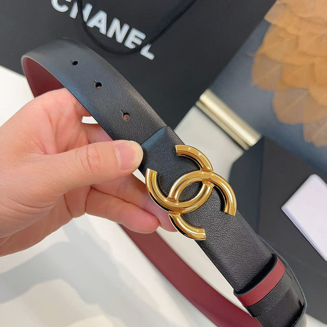 CC 26S BELT 30 MM IN BLACK CALFSKIN GOLD TONE METAL 658697