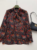 GUCCI 26S LONG-SLEEVE FLORAL BOW-TIE BLOUSE 485