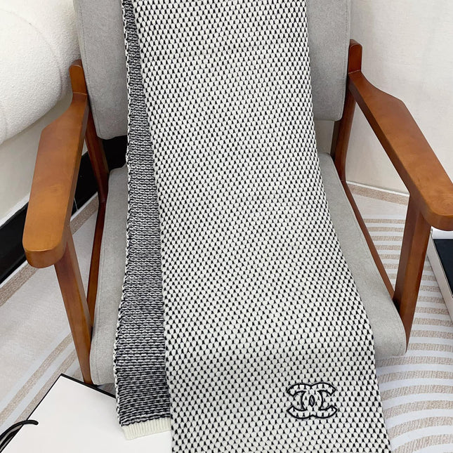 SCARF 180 CM IN WHITE MIX BLACK CASHMERE  394592