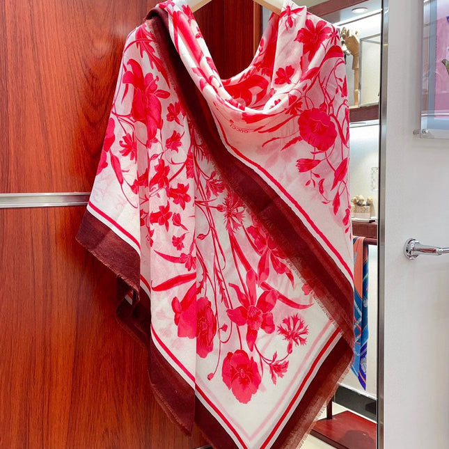 SQUARE SCARF 140 CM IN ROSE RED CASHMERE 398256