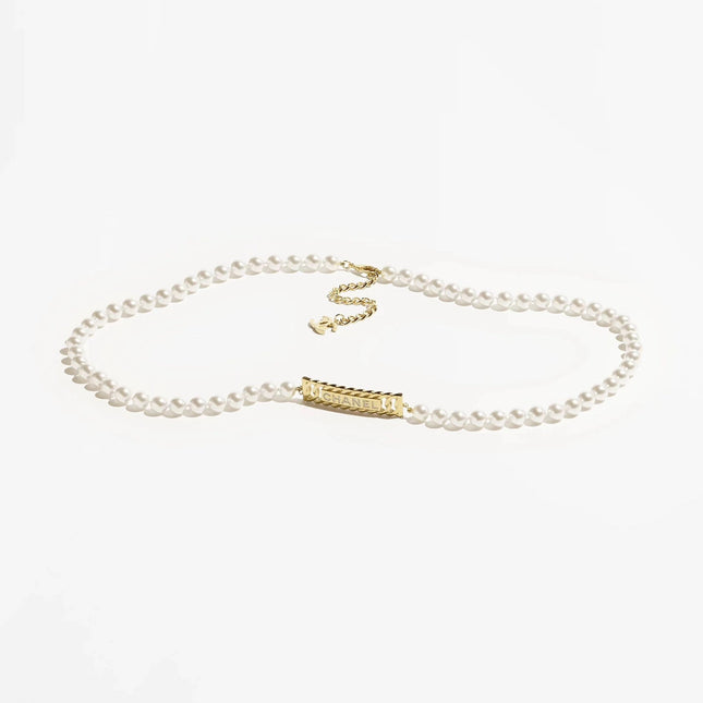 CHANEL 25S CHAIN BELT IN WHITE PEARL 615991