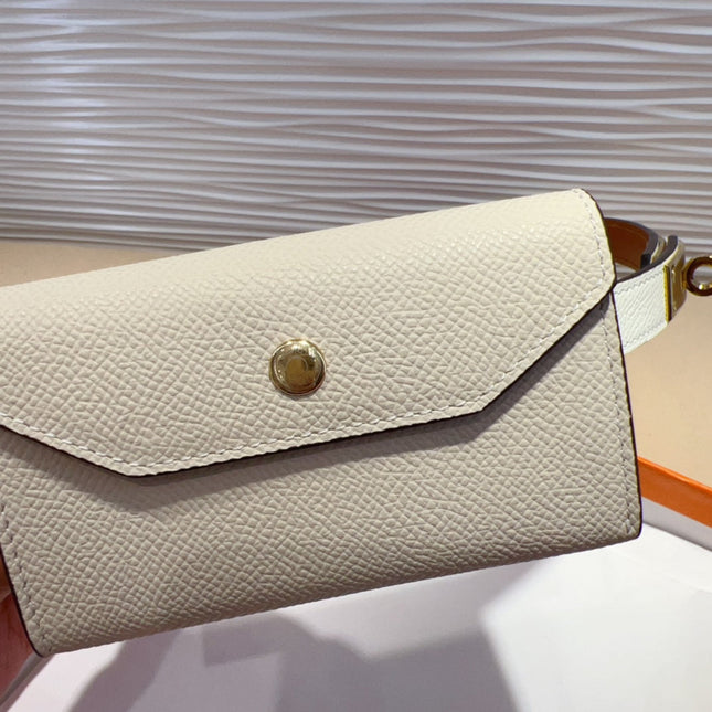 HM KELLY POCKET 18MM BELT WHITE LEATHER GOLD HARDWARE