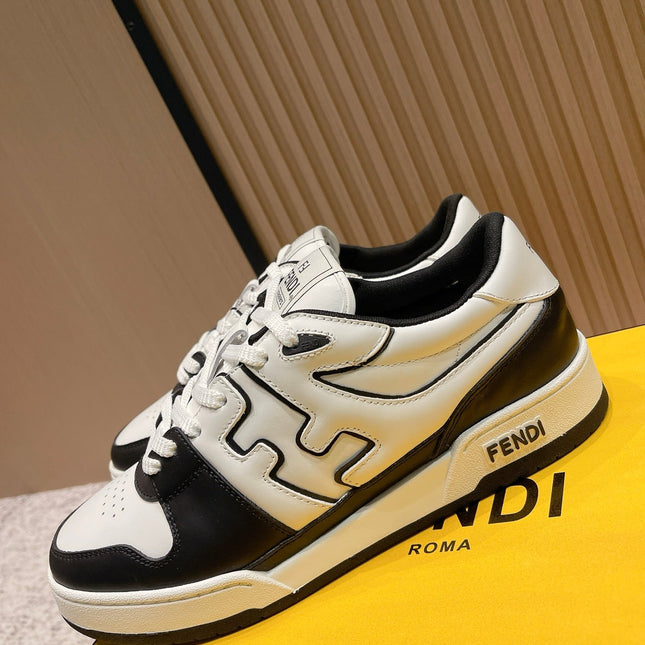 FENDI 25S MATCH SNEAKERS IN BLACK AND WHITE CALFSKIN STYLE 14