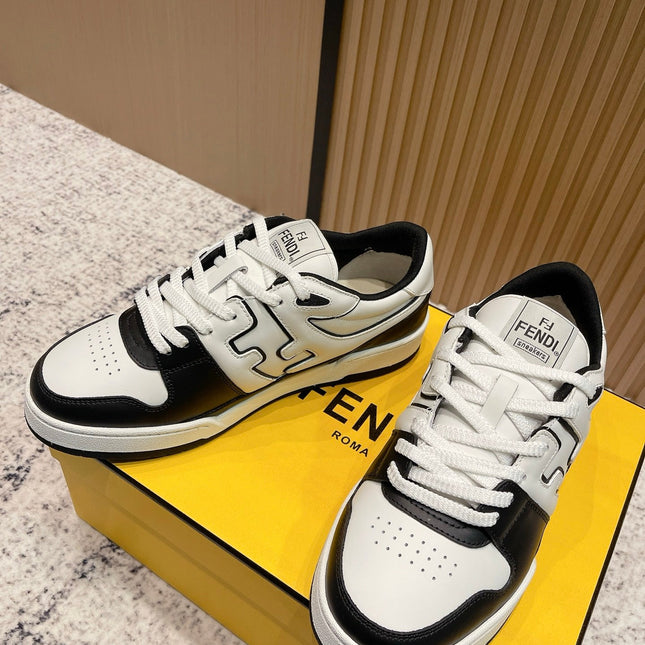 FENDI 25S MATCH SNEAKERS IN BLACK AND WHITE CALFSKIN STYLE 14