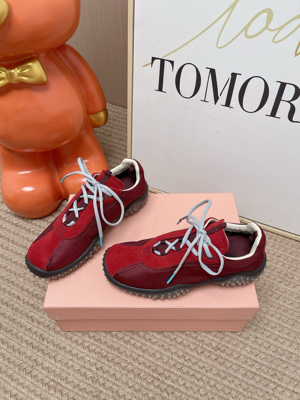 MIUMIU 26S SNEAKER IN RED SUEDE STYLE 5