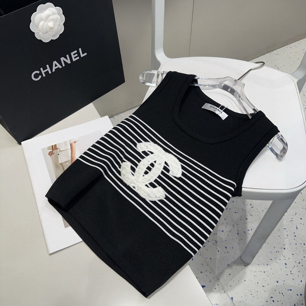 TANK TOP 633198 IN BLACK AND WHITE COTTON