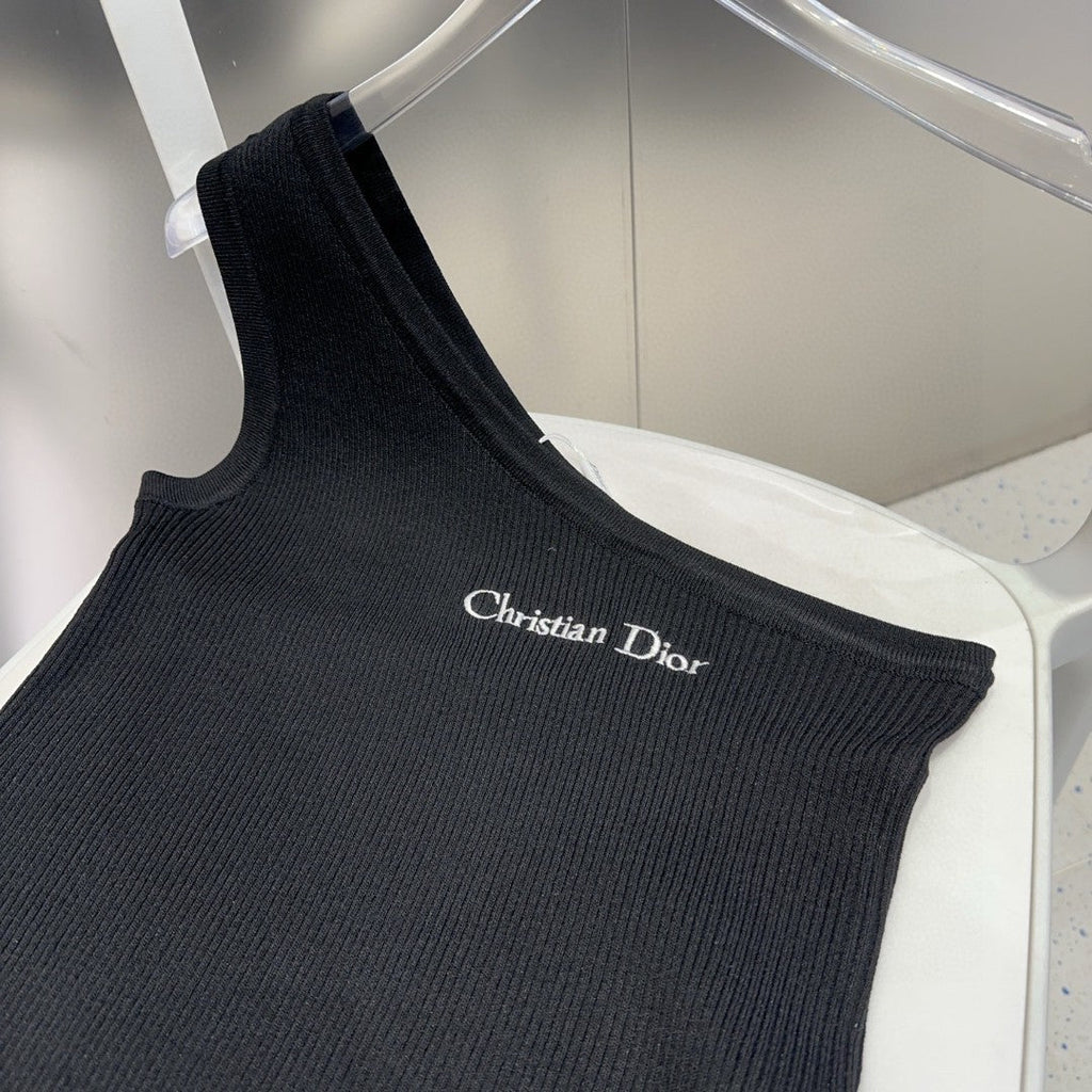 ONE SHOULDER TOP 633201 IN BLACK COTTON