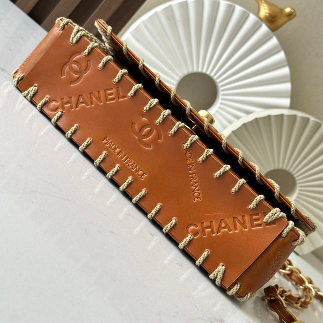 CHANEL 25S FLAP BAG 34 IN BROWN CALFSKIN WITH GOLD HARDWARE