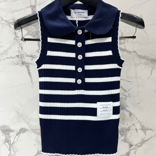 THOM 26S SLEEVELESS POLO KNIT TOP STYLE 255