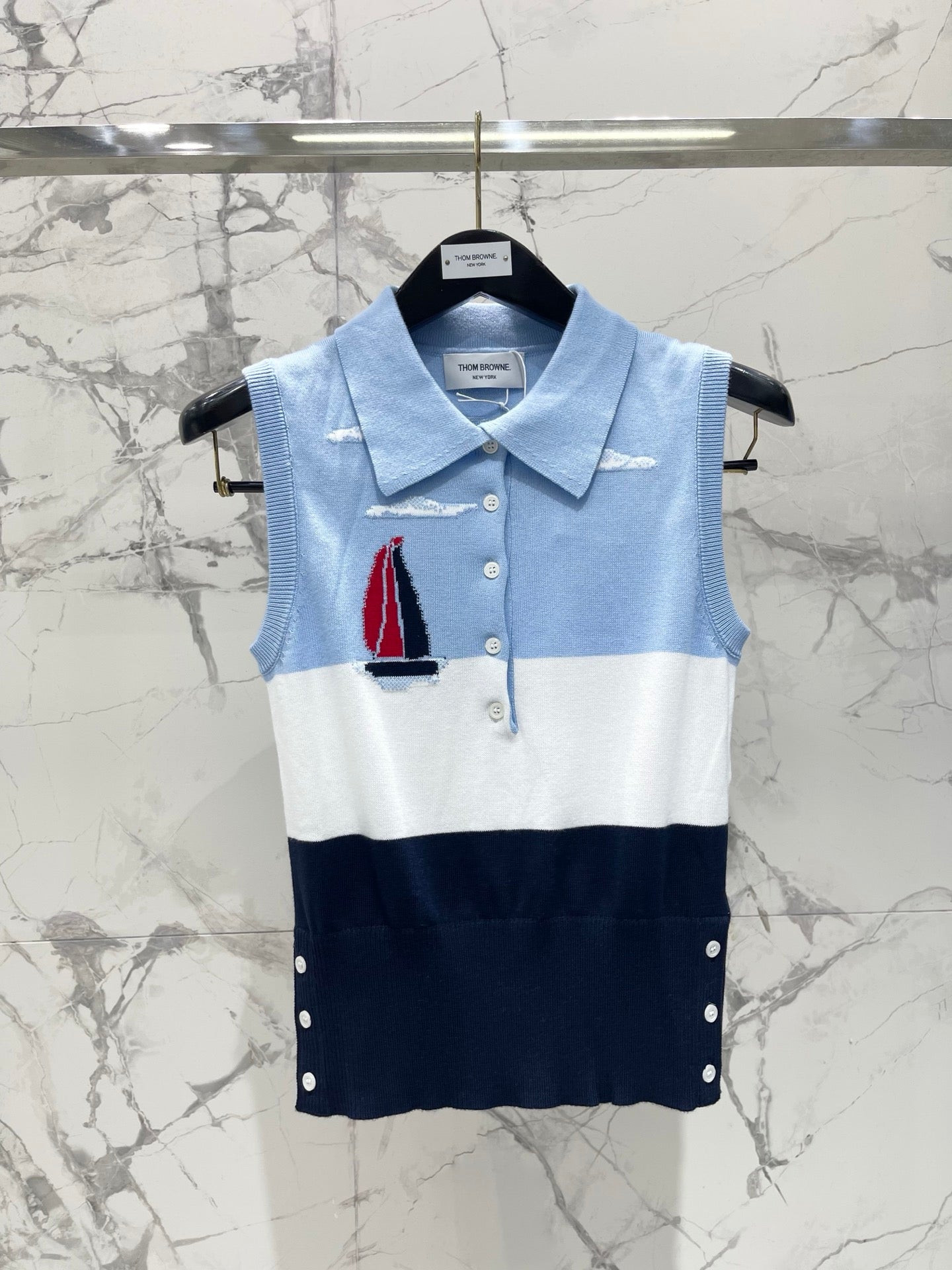 THOM 26S SLEEVELESS POLO KNIT TOP STYLE 219