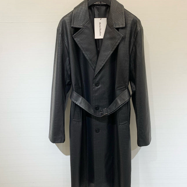 DIOR 25S LONG CROCODILE LEATHER COAT 665