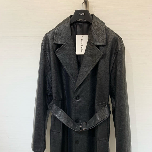 DIOR 25S LONG CROCODILE LEATHER COAT 665