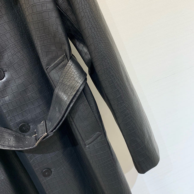 DIOR 25S LONG CROCODILE LEATHER COAT 665