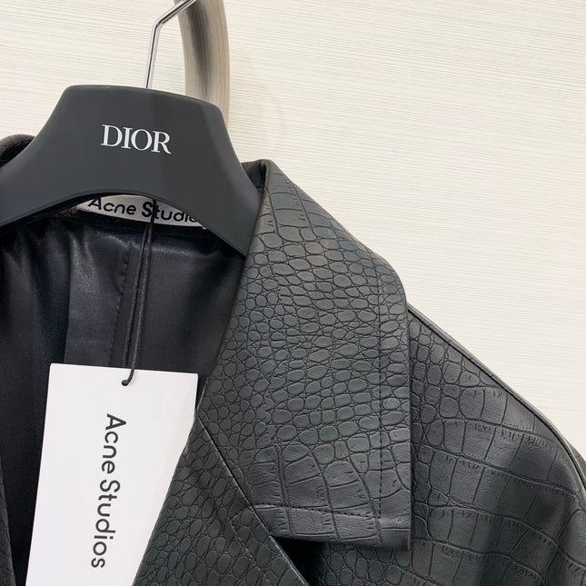 DIOR 25S LONG CROCODILE LEATHER COAT 665