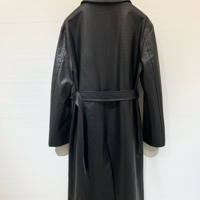 DIOR 25S LONG CROCODILE LEATHER COAT 665